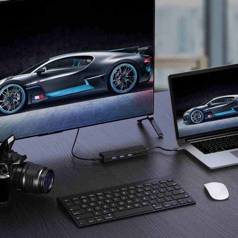 Lemorele TC23L 6 in 1 Docking Station 4K Display Gigabit Network 100W PD Adapter