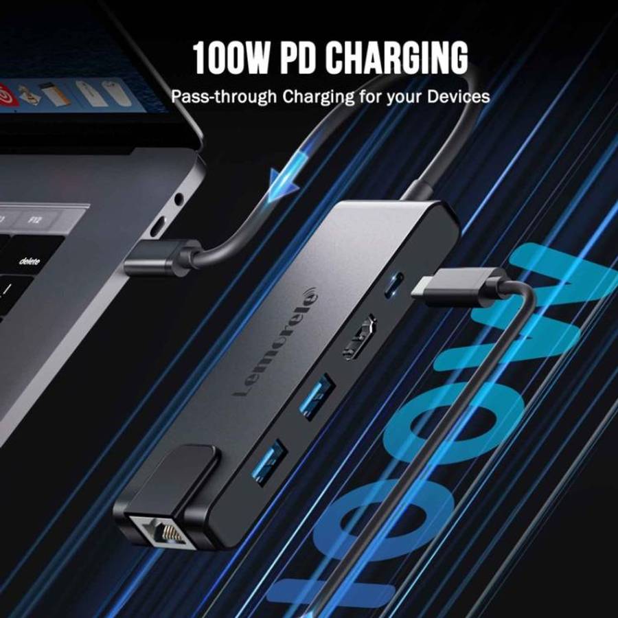 Lemorele TC24L 5 in 1 Docking Station 4K Ultra Display Fast Transfer 100W PD Adapter