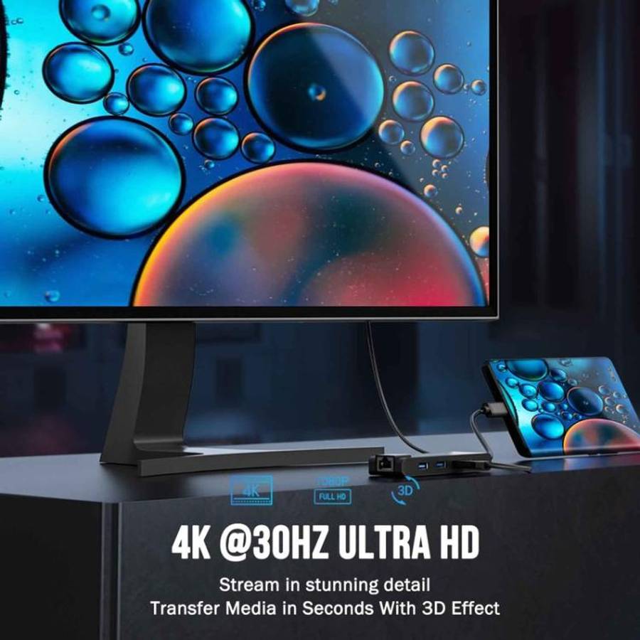 Lemorele TC24L 5 in 1 Docking Station 4K Ultra Display Fast Transfer 100W PD Adapter