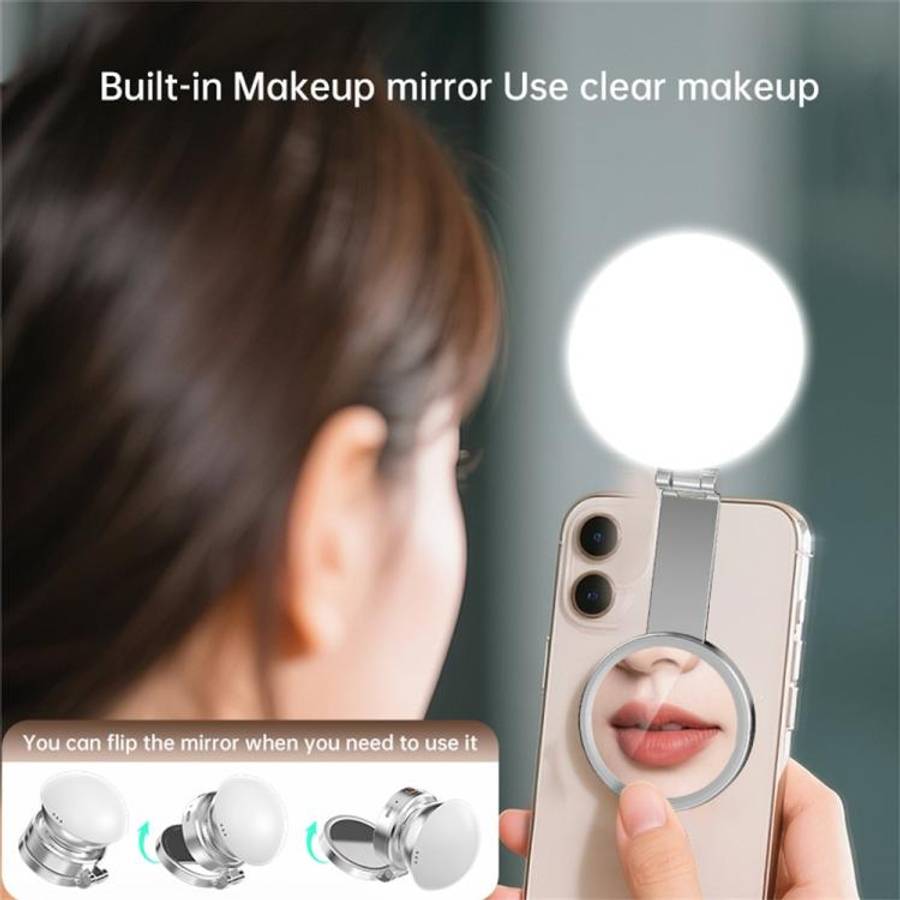 K08 3-Color Temperature Phone Photography Light 360 Degree Foldable Selfie Magnetic LED Ring Light