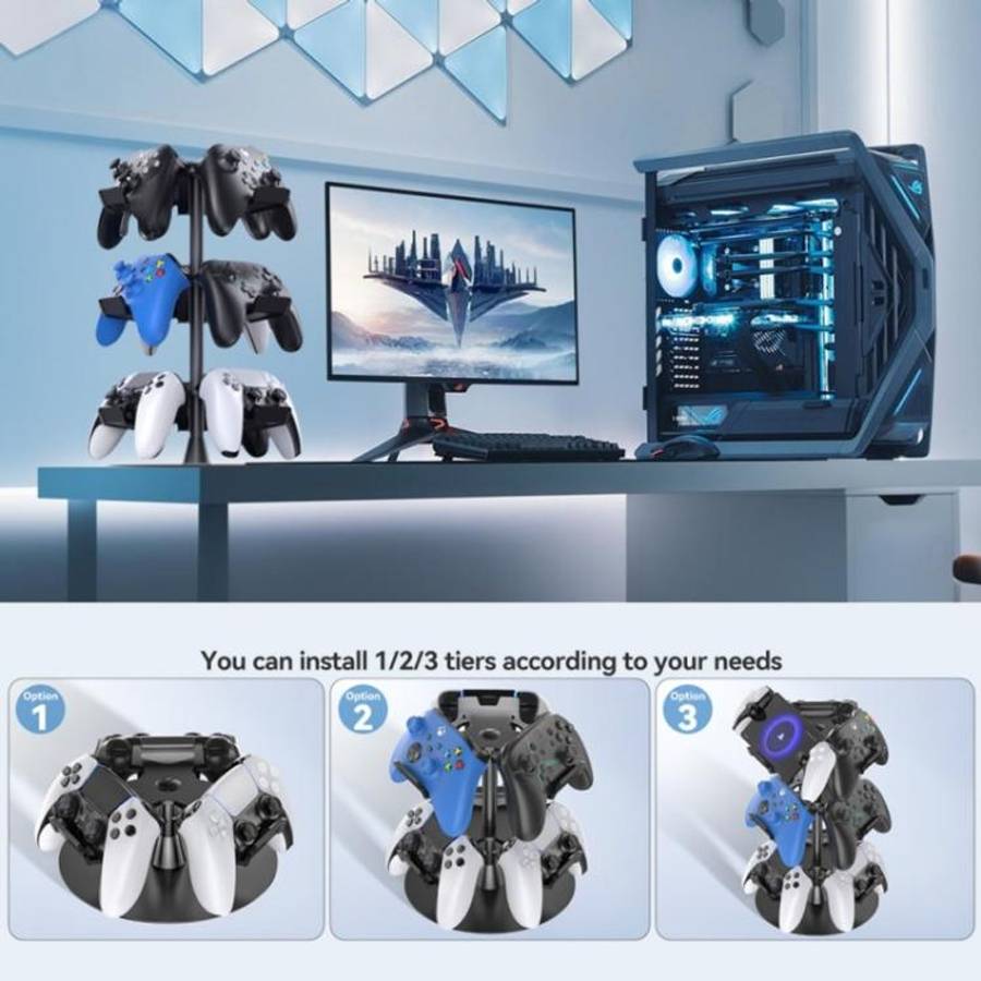 For XBOX / PS5 / Switch 360 Degree Rotating 3-Tier Game Controller Stand, 3-Tier Rotating