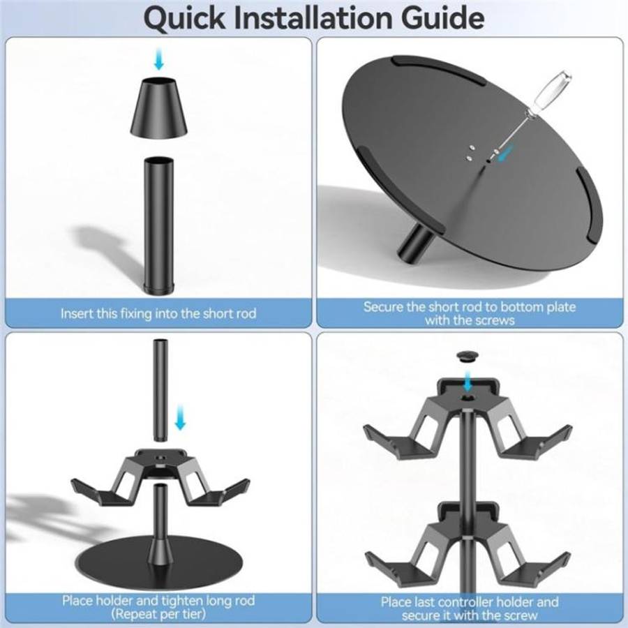 For XBOX / PS5 / Switch 360 Degree Rotating 3-Tier Game Controller Stand, 3-Tier Rotating