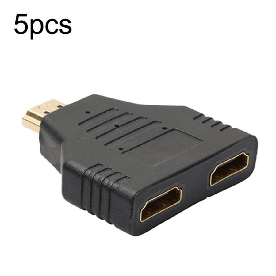 5pcs HDMI Male To 2 HDMI Female Adapter HD Computer Conversion Transformation Plug, 5pcs HDMI Mal...