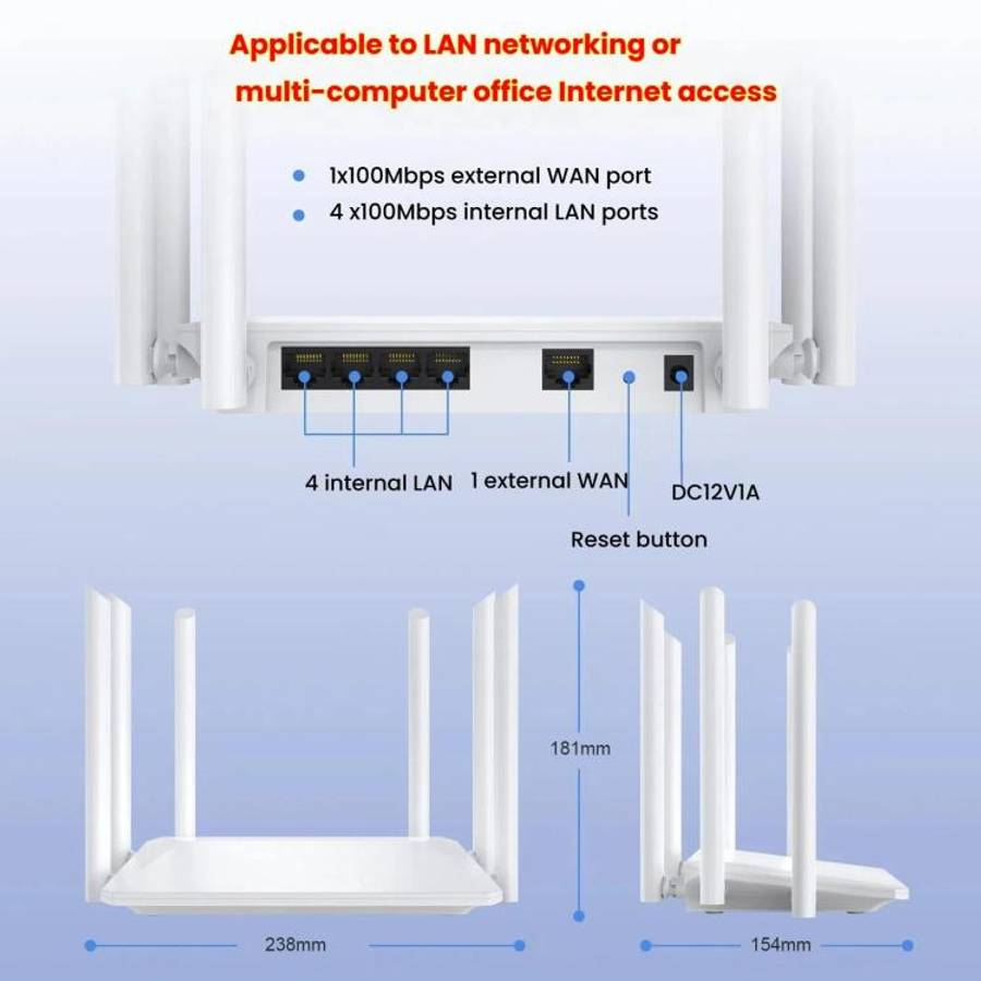 Urant Wireless Router Supports AP Broadband Dial-up With 6x5dB Antenna, 300Mbps EU Plug, 300Mbps ...