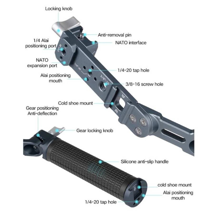 XILETU Adjustable Angle Handle Grip For DJI RS 4 Mini/RS 4 Pro/RS 4/RS 3 Mini/RS 3 Pro/RS 2 Stabi...