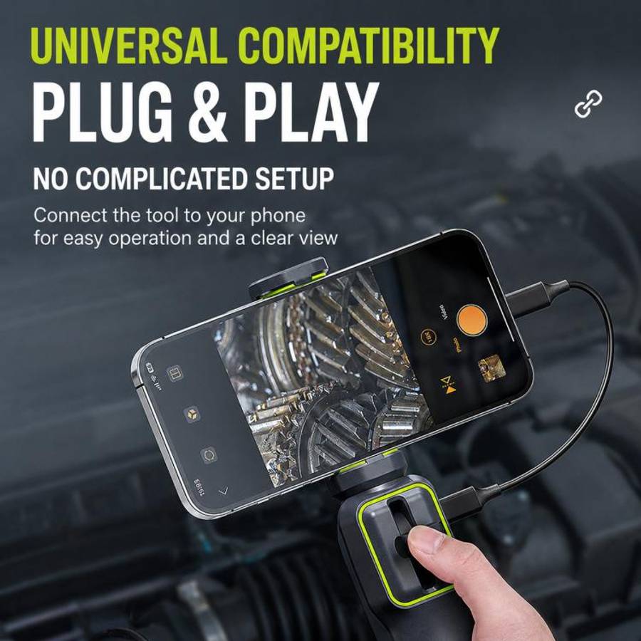 ANYKIT AD100 360-Degree Rotatable Industrial Endoscope IP67 Waterproof HD Auto Repair Borescope, ...
