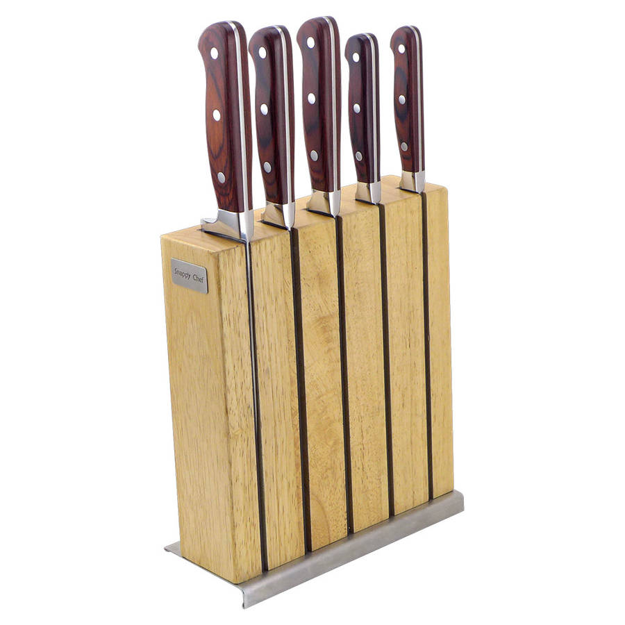 Snappy Chef Professional Knife Block Set With Sharpener, 5pc