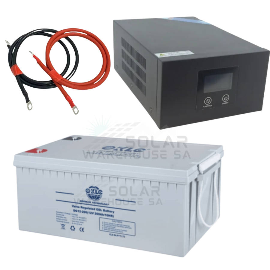 Ecco Pure Sine Wave Gell Battery Loadshedding Budget Combo 1000 Watt Hybrid Inverter 200 AH Gell ...