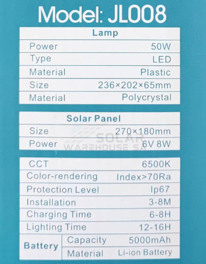 Fivestar Solar Remote Dual Led Flood Light 50W