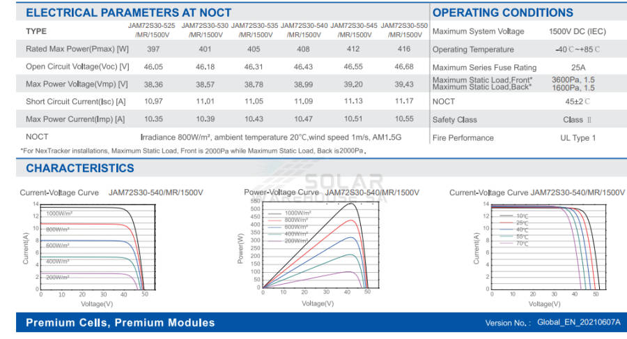 JA 550W MBB Half-Cell Module Monocrystalline Panel