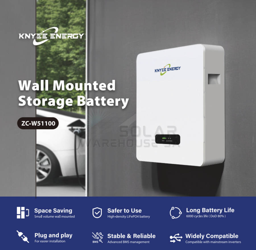 Knyee 51.2v 100ah 5.12kWh Lithium Battery LiFePO4 ZC-W51100 Wall Mount