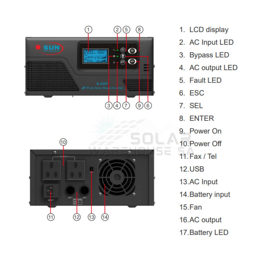 Sun Solar 12v 1000w Inverter