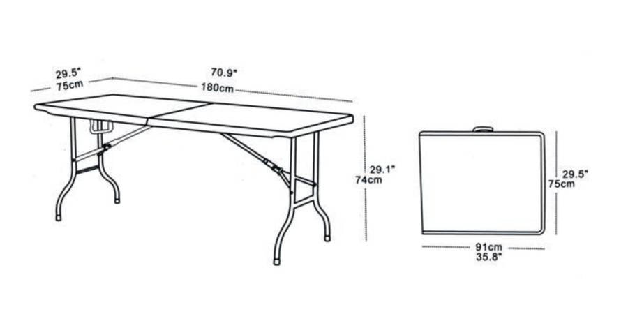 Fine Living 1.8m Folding Table - White