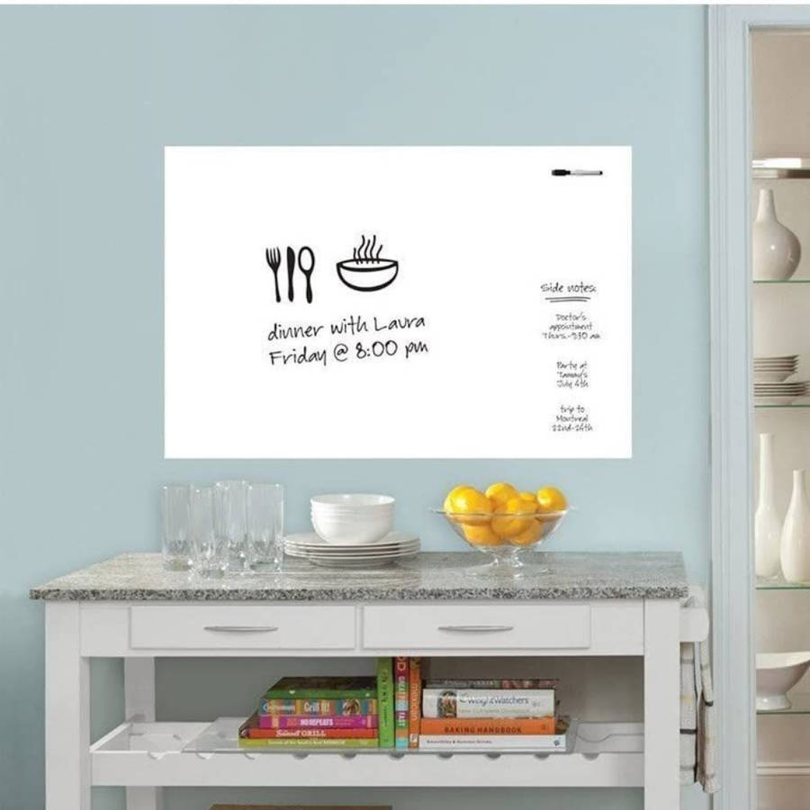 2M Self-Adhesive Whiteboard Wallpaper - 45x200cm Vinyl with Free Dry Marker
