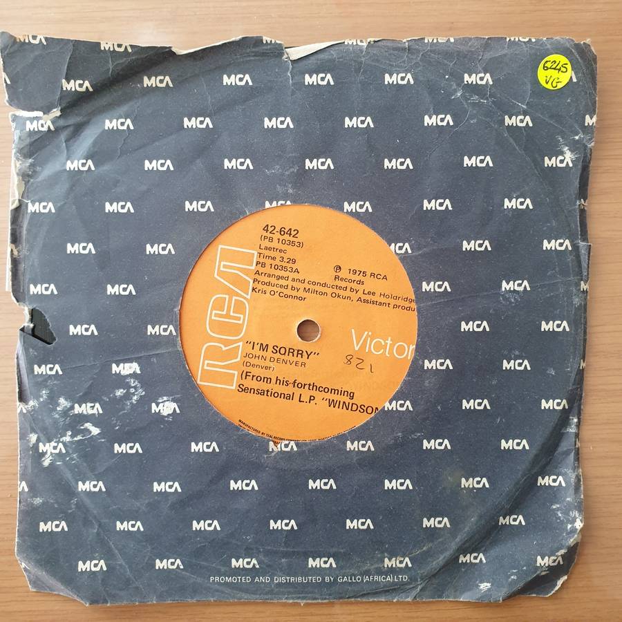 John Denver  I'm Sorry / Calypso - Vinyl 7" Record - Very-Good Quality (VG)  (verry7)