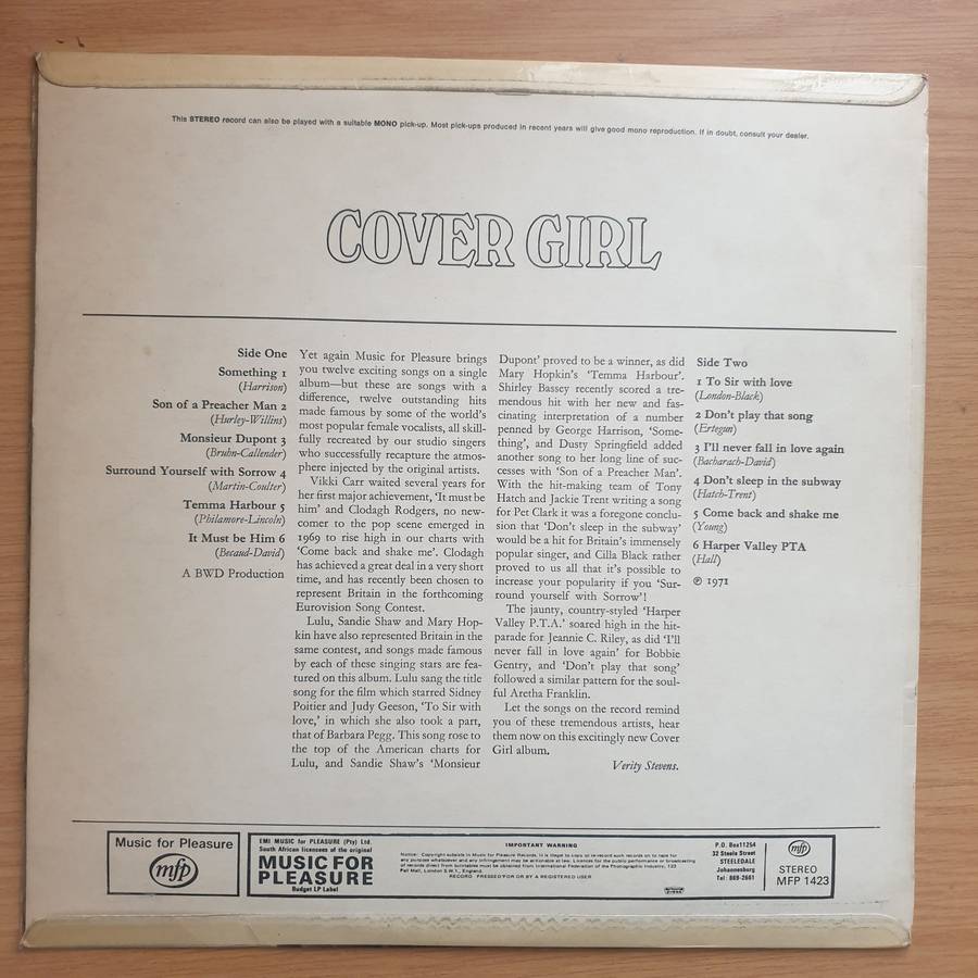 Cover Girl  Vinyl LP Record - Very-Good+ Quality (VG+) (verygoodplus)