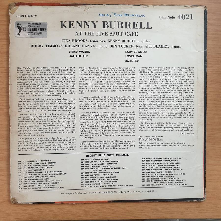 Kenny Burrell With Art Blakey  On View At The Five Spot Cafe - Vinyl LP Record - Very-Good- Qu...