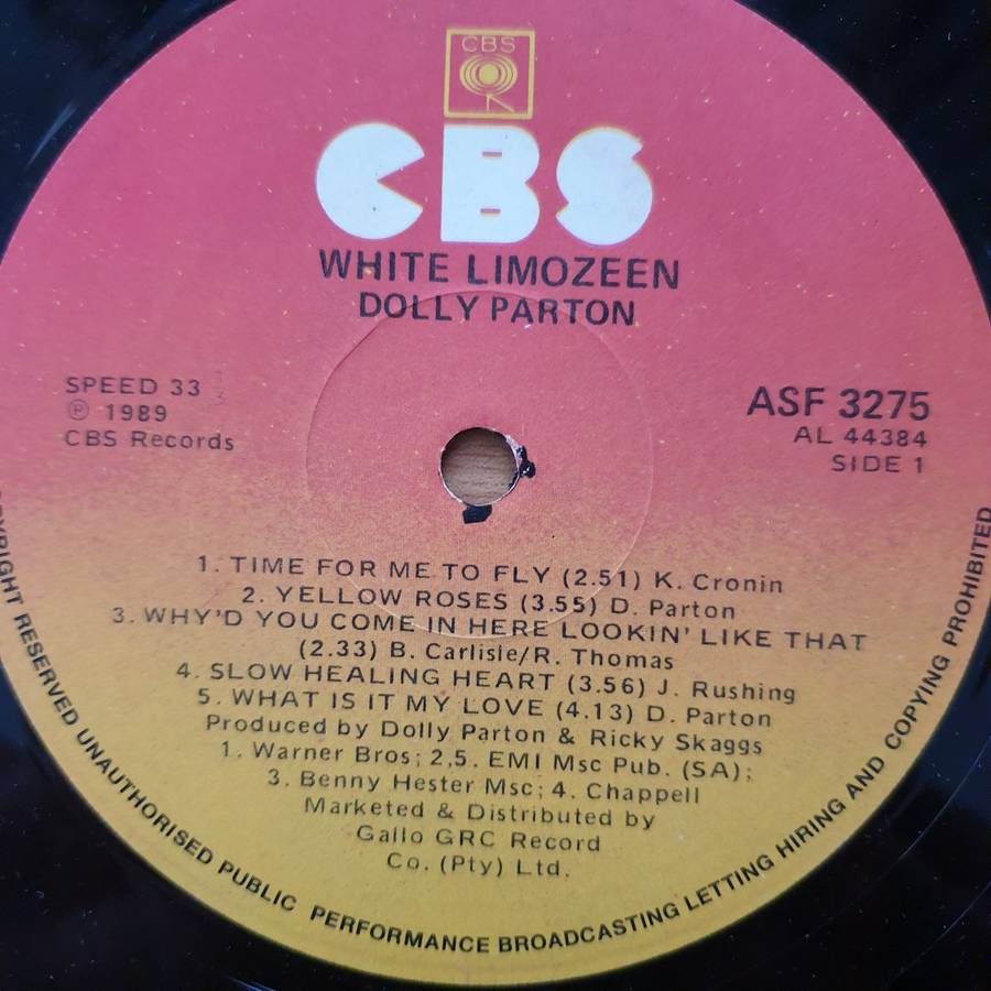 Dolly Parton  White Limozeen Vinyl LP Record - Very-Good+ Quality (VG+) (verygoodplus)