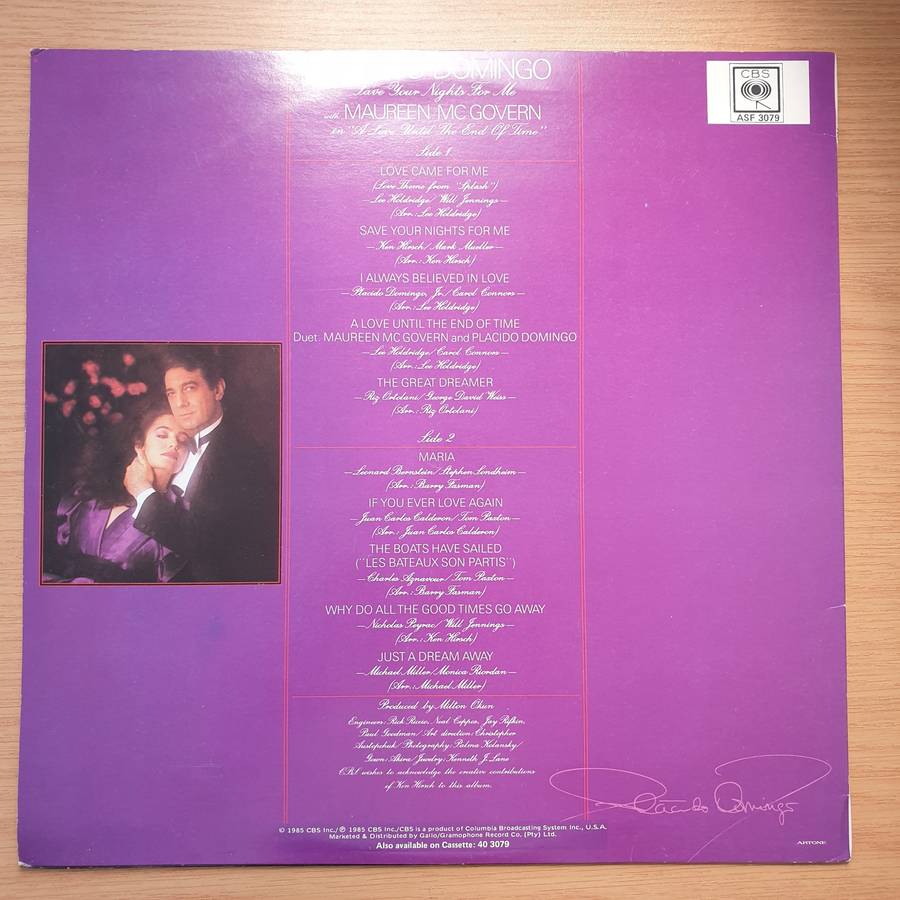 Placido Domingo  Save Your Nights For Me - Vinyl LP Record - Very-Good+ Quality (VG+) (verygoo...