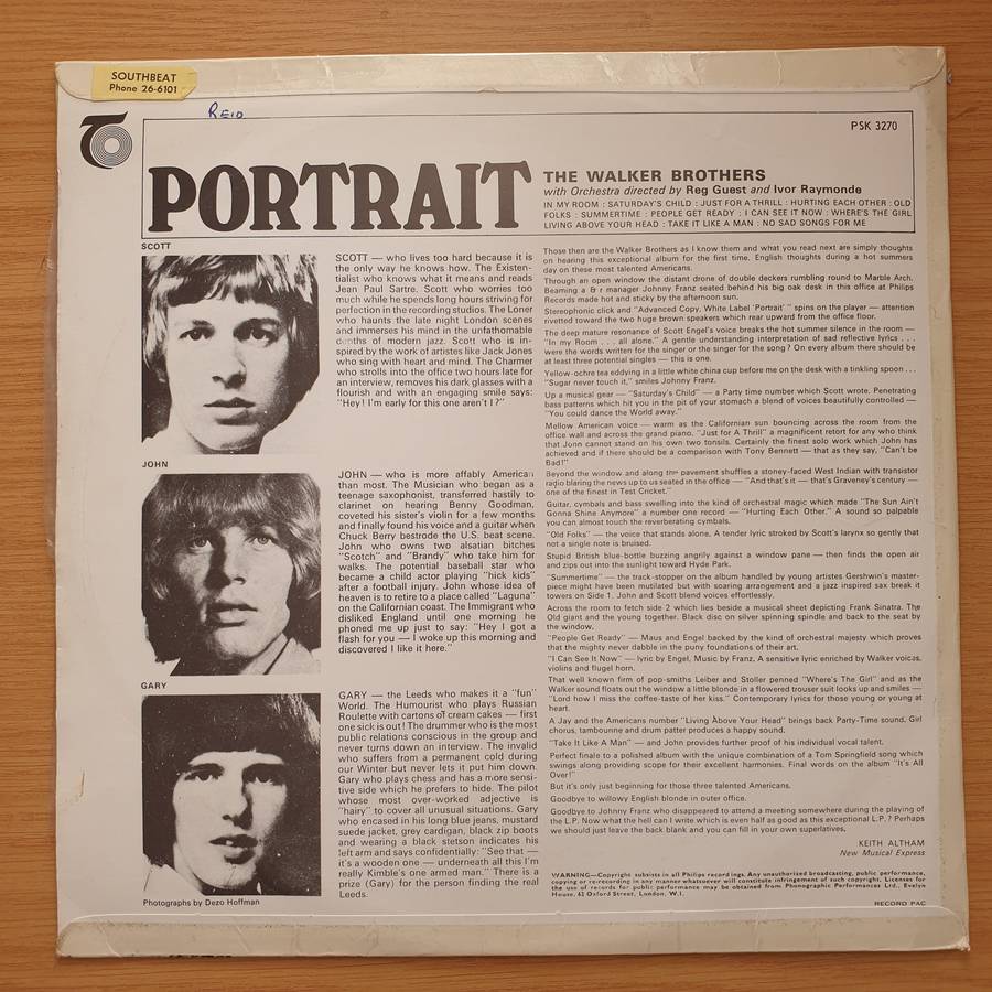The Walker Brothers  Portrait - Vinyl LP Record - Very-Good- Quality (VG-) (minus)