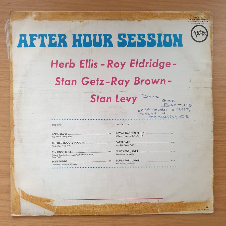 After Hour Session - Herb Ellis - Roy Eldridge - Stan Getz - Ray Brown - Stan Levy  Vinyl LP R...