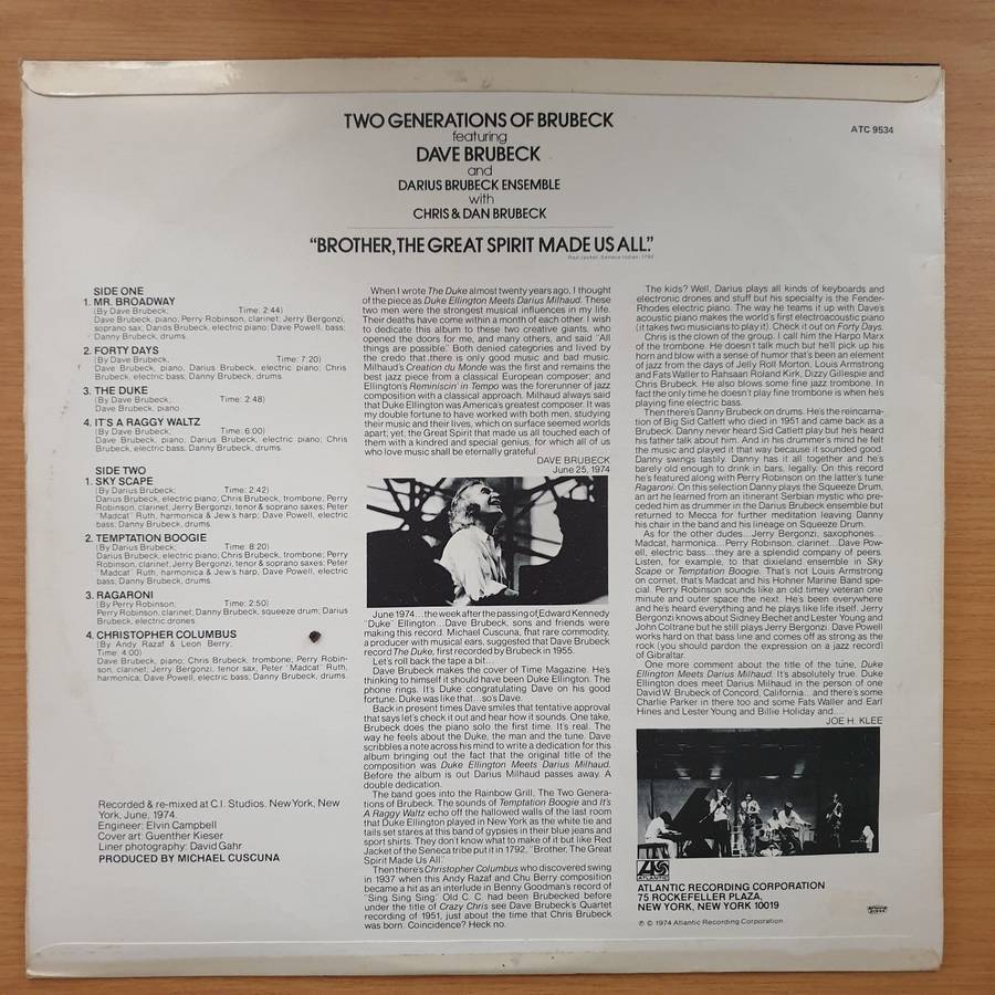 Dave Brubeck & Darius Brubeck Ensemble With Chris & Dan Brubeck  Two Generations Of Brubeck (9...