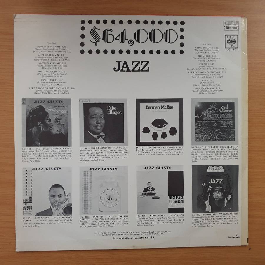 $64,000 - Jazz - Various - Vinyl LP Record (VG+)
