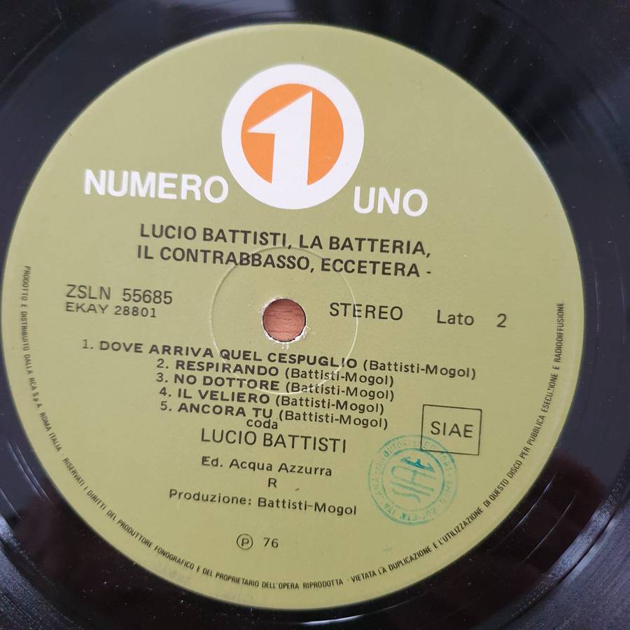 Lucio Battisti  Lucio Battisti, La Batteria, Il Contrabbasso, Eccetera - Vinyl LP Record - Ver...