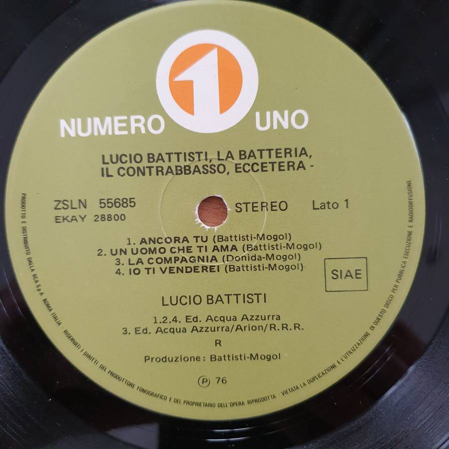 Lucio Battisti  Lucio Battisti, La Batteria, Il Contrabbasso, Eccetera - Vinyl LP Record - Ver...