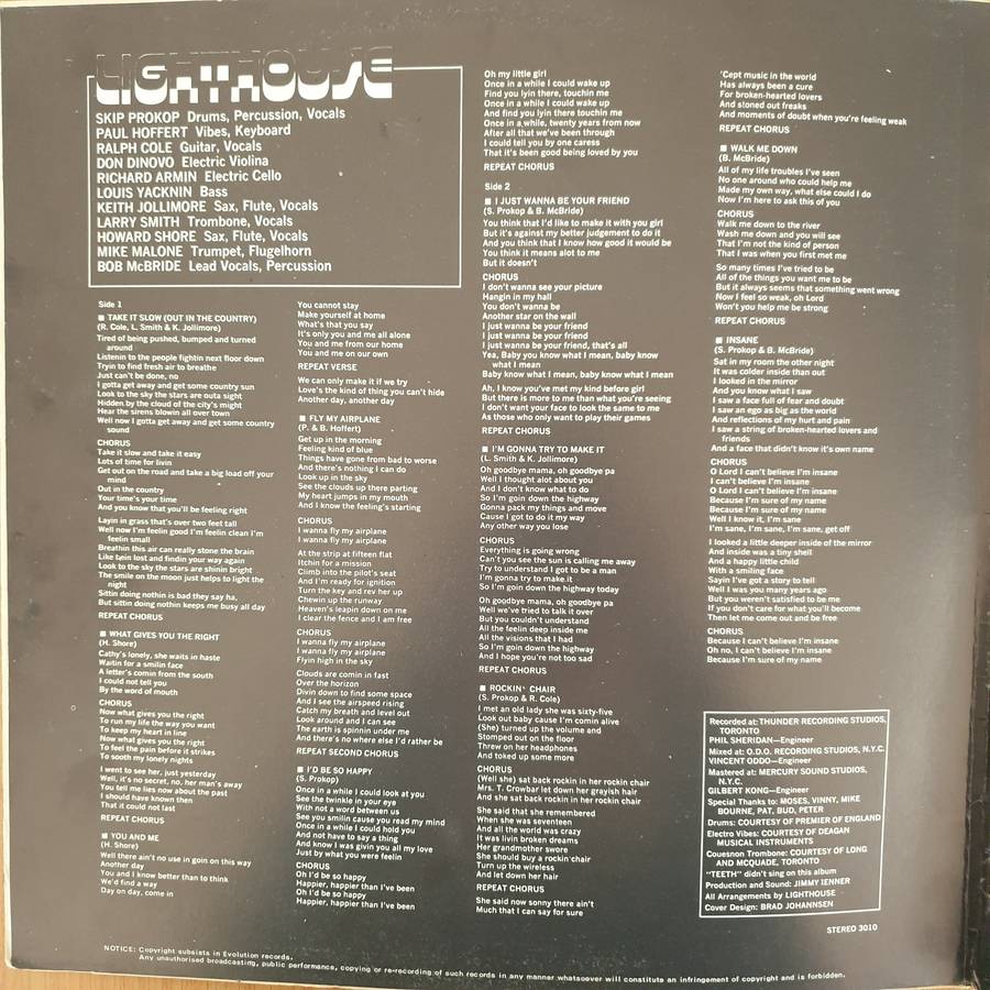 Lighthouse  Thoughts Of Movin' On - Vinyl LP Record - Very-Good+ Quality (VG+) (verygoodplus)