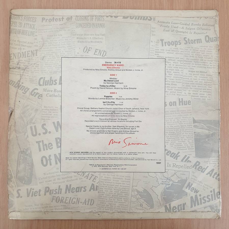Nina Simone  Emergency Ward! (Nina Simone In Concert)  Vinyl LP Record - Very-Good- Qual...