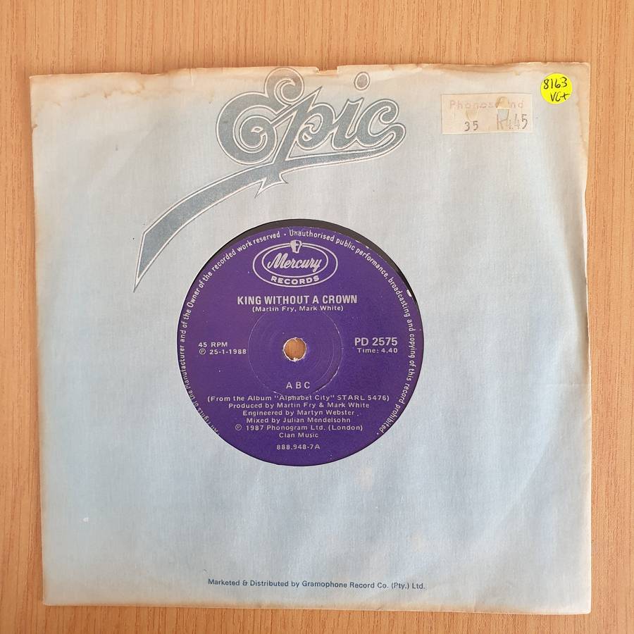 ABC  King Without A Crown - Vinyl 7 Record  (VG+) (Aryeh)
