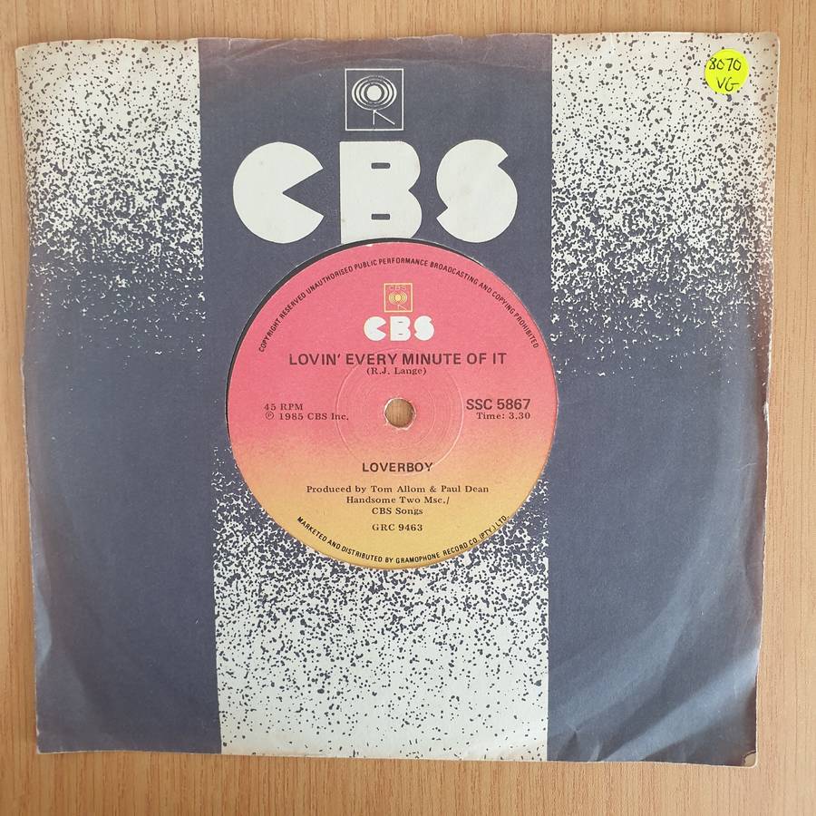 Loverboy  Lovin' Every Minute Of It - Vinyl 7 Record  (VG+) (Aryeh)