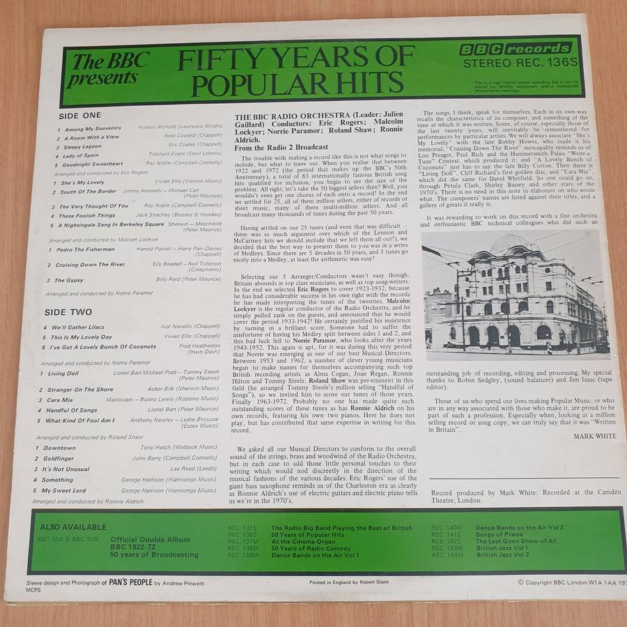 The BBC Radio Orchestra  The BBC Presents 50 Years Of Popular Hits - Vinyl LP Record (VG+)