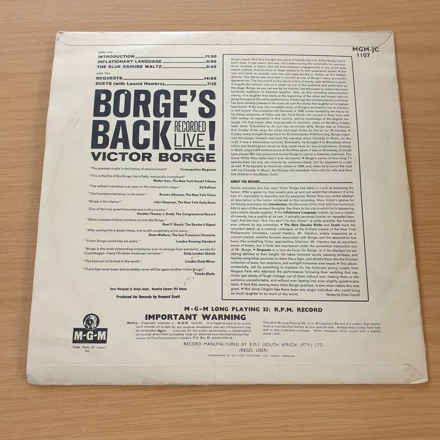 Victor Borge - Borge's Back  Vinyl LP Record (VG)