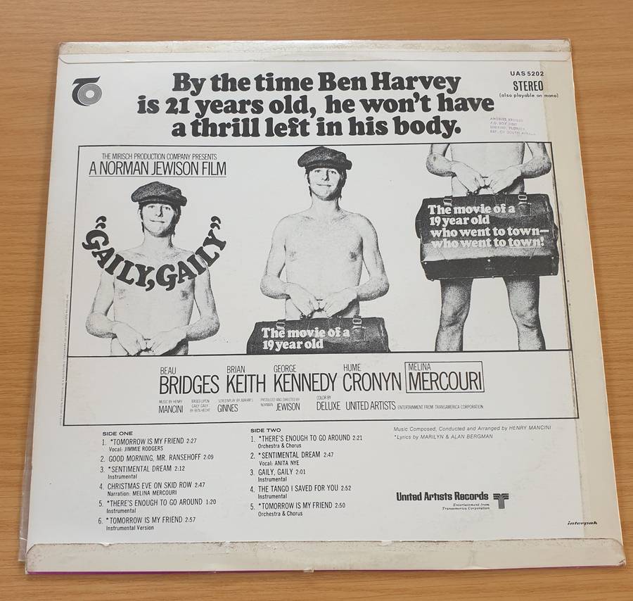 Gaily, Gaily (The Original Motion Picture Score) -  Henry Mancini  Vinyl Record  (VG+)