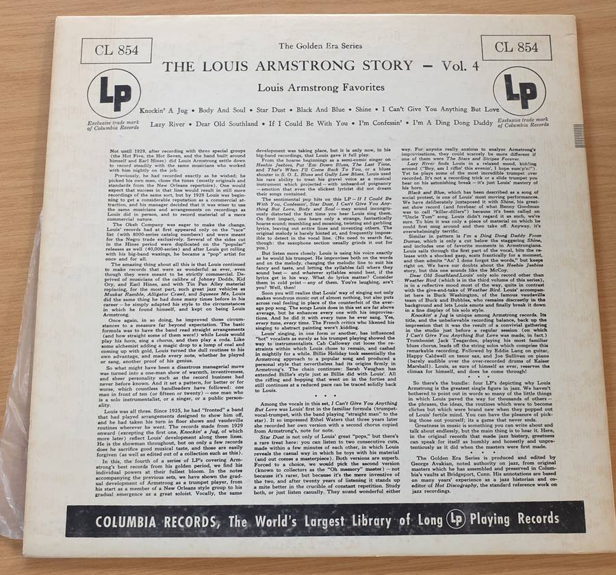 Louis Armstrong  The Louis Armstrong Story (Volume 4) - Vinyl LP Record  (VG+)