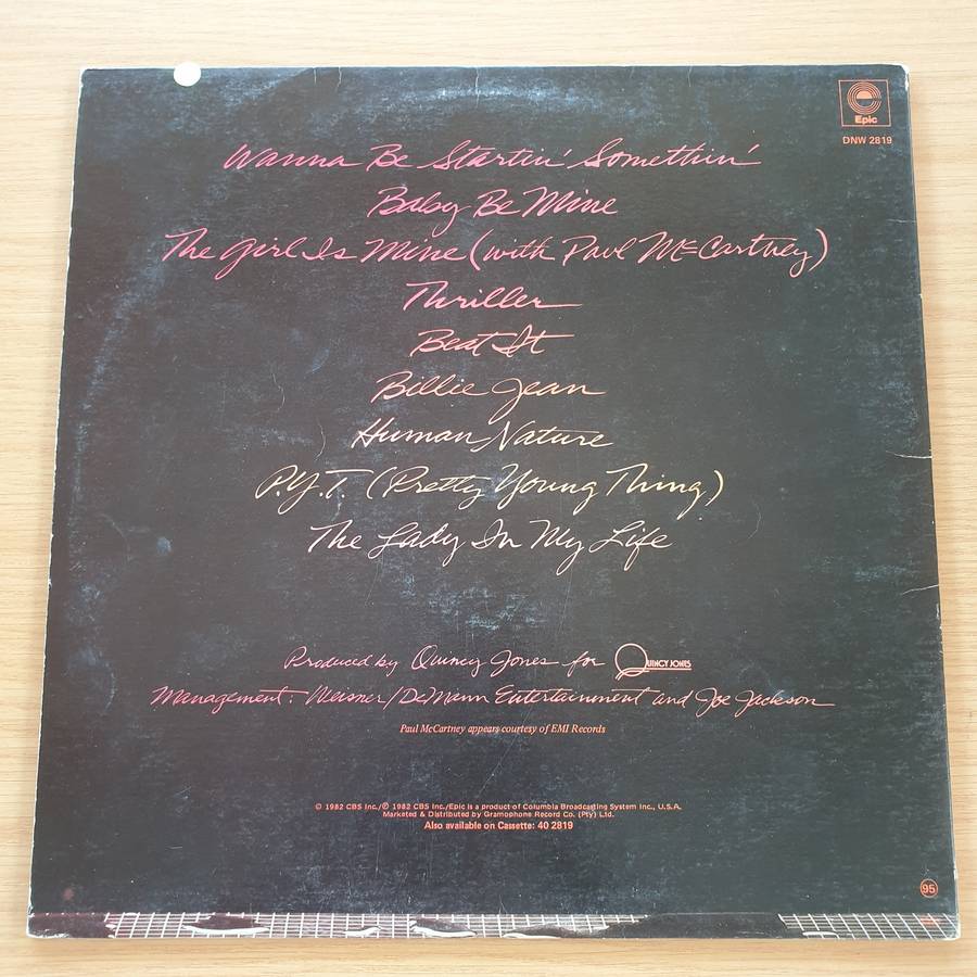 Michael Jackson  Thriller  Vinyl LP Record (VG+)