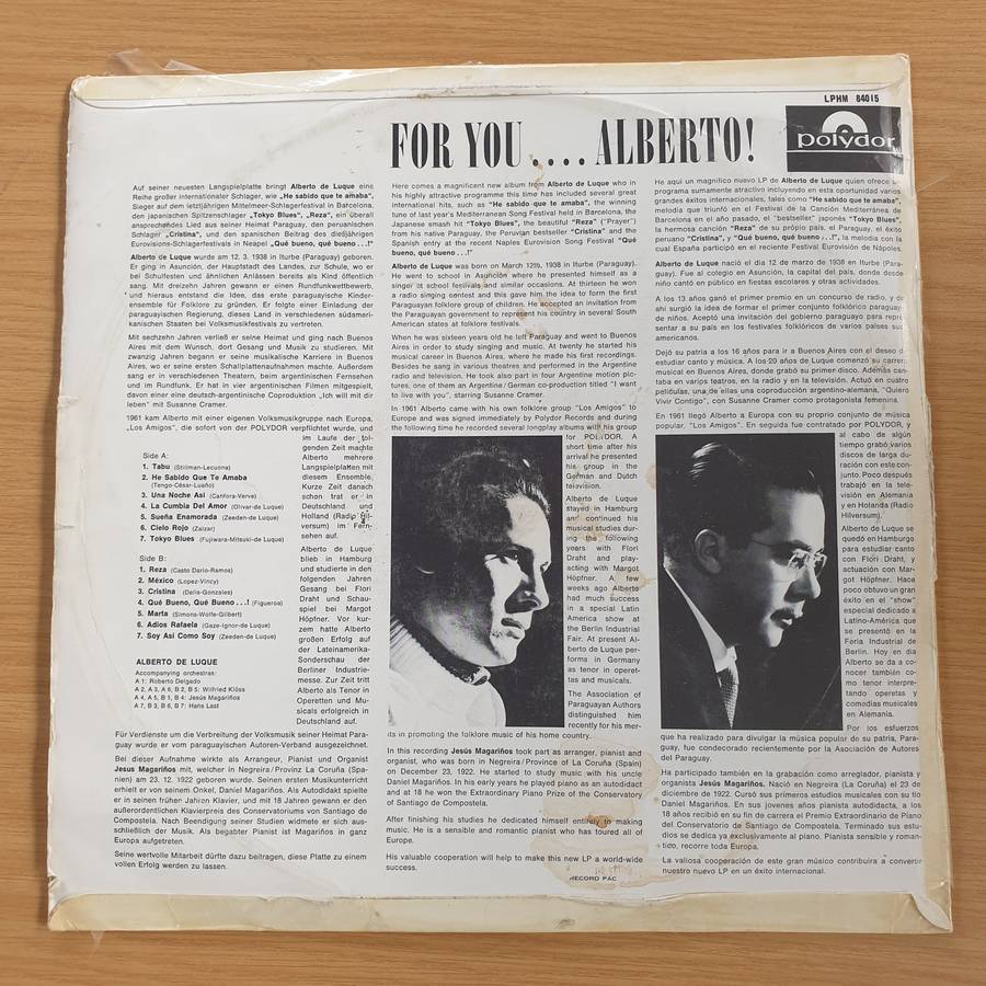 Alberto De Luque  For You .... Alberto! - Vinyl LP Record  (VG-)