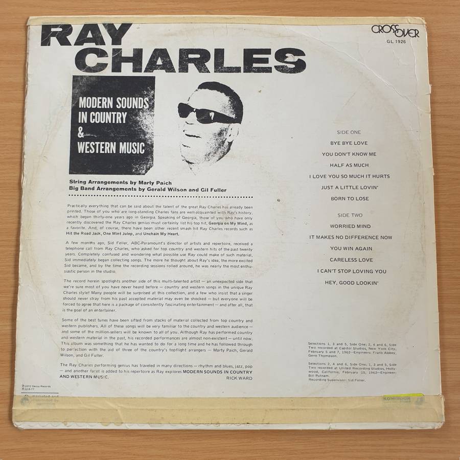 Ray Charles  Modern Sounds In Country And Western Music  - Vinyl LP Record (VG)