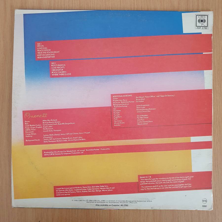 Jimmy Cliff  Special - Vinyl LP Record (VG+)