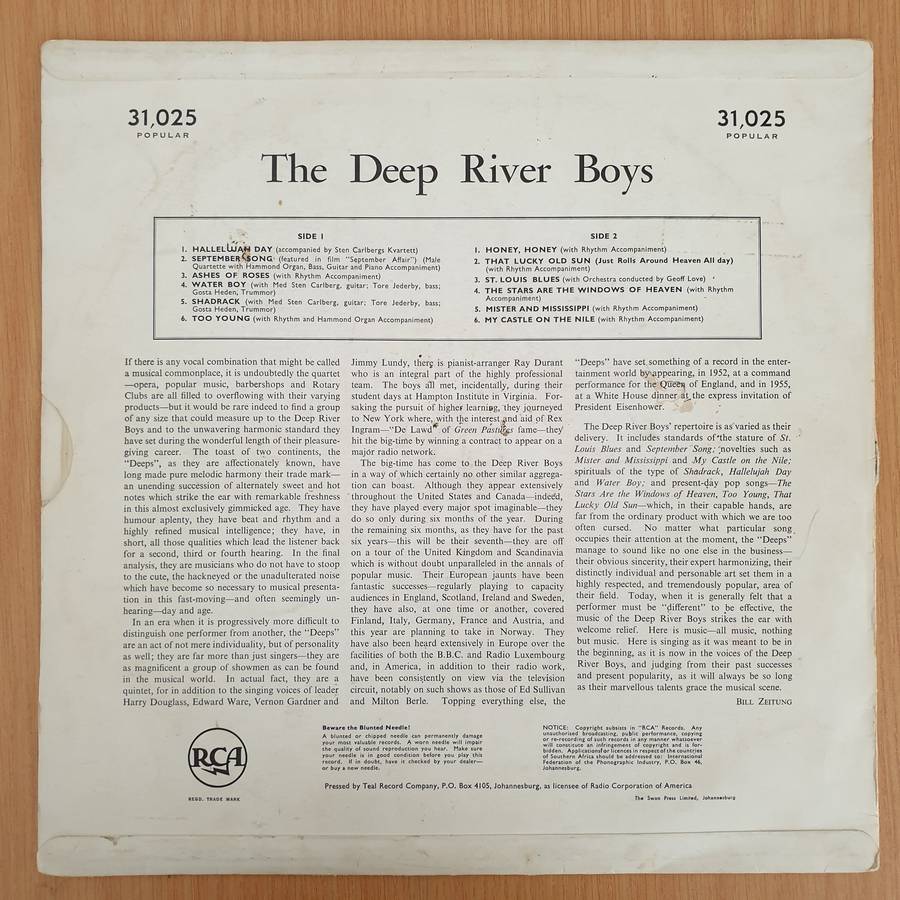 The Deep River Boys  The Deep River Boys  - Vinyl LP Record (VG+)