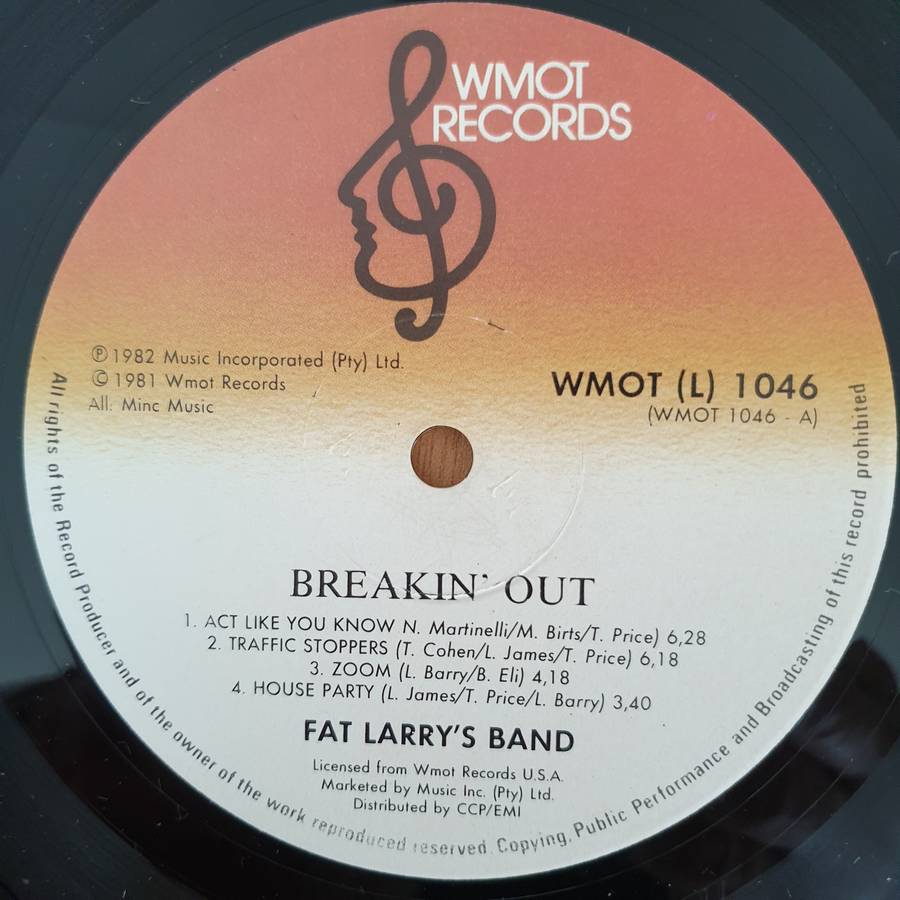 Fat Larry's Band  Breakin' Out  - Vinyl LP Record (VG+)