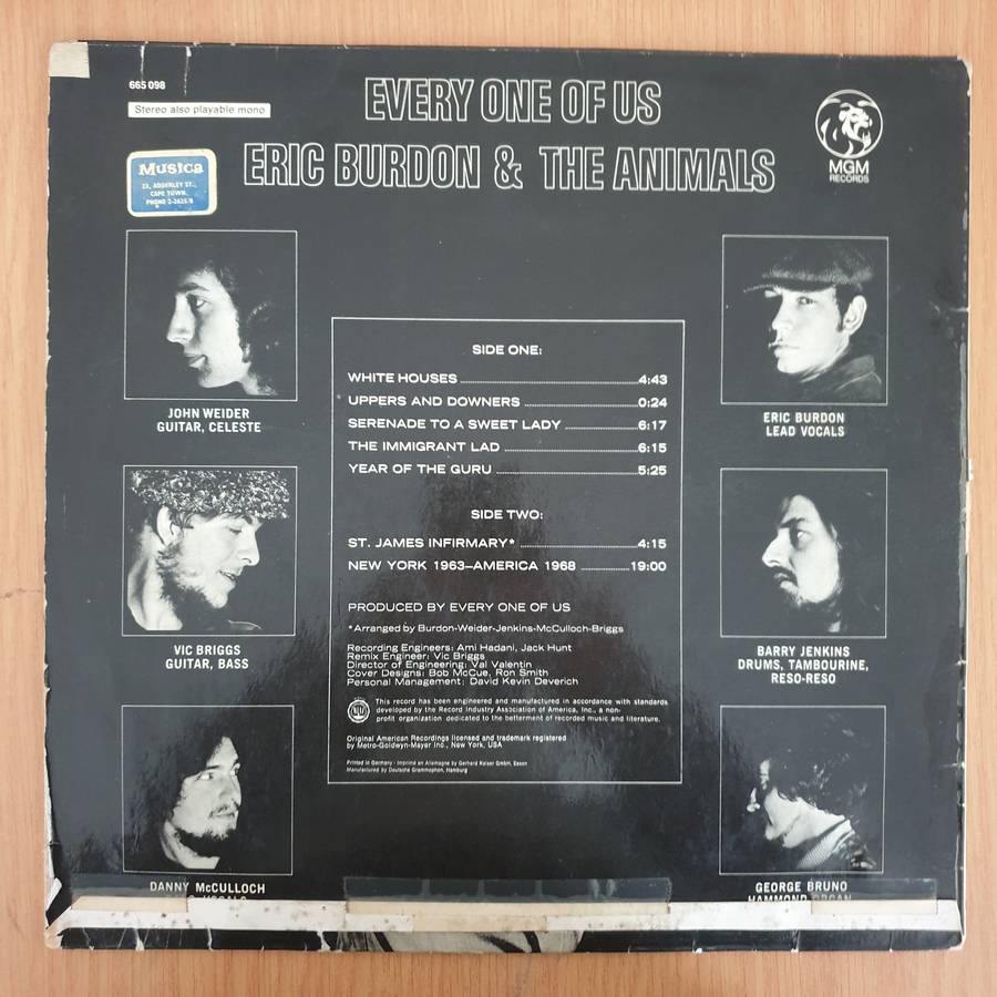 Eric Burdon & The Animals  Every One Of Us (Germany) - Vinyl LP Record (VG-)