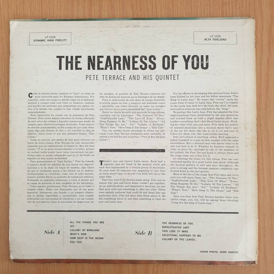 Pete Terrace And His Latin Jazz Quintet  The Nearness Of You - Mambo Jazz - Vinyl LP Record (VG+)