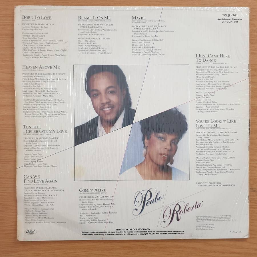 Peabo Bryson / Roberta Flack  Born To Love  Vinyl LP Record  (VG-)