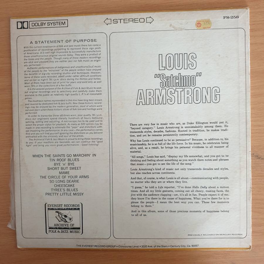 Louis "Satchmo" Armstrong  Louis "Satchmo" Armstrong  - Vinyl LP Record (VG)