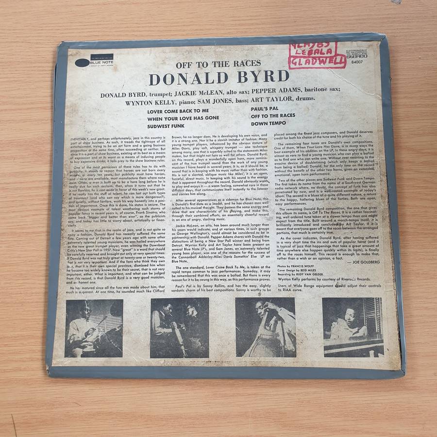 Donald Byrd  Off To The Races   Vinyl LP Record  (Fair)