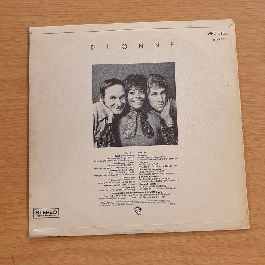 Dionne Warwicke  Dionne- Vinyl LP Record (VG+)