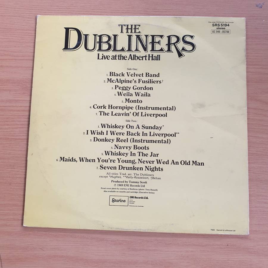 The Dubliners  Live At The Albert Hall  Vinyl LP Record (VG+)
